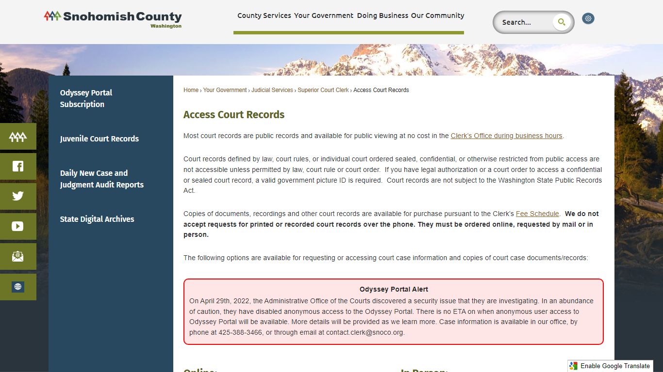 Access Court Records | Snohomish County, WA - Official Website